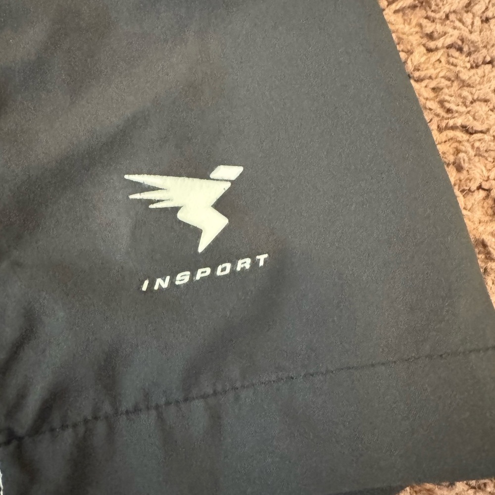 2 FOR $25 InSport Black Nylon High Rise Running Gym Shorts Built In Brief M L XL - Picture 2 of 9